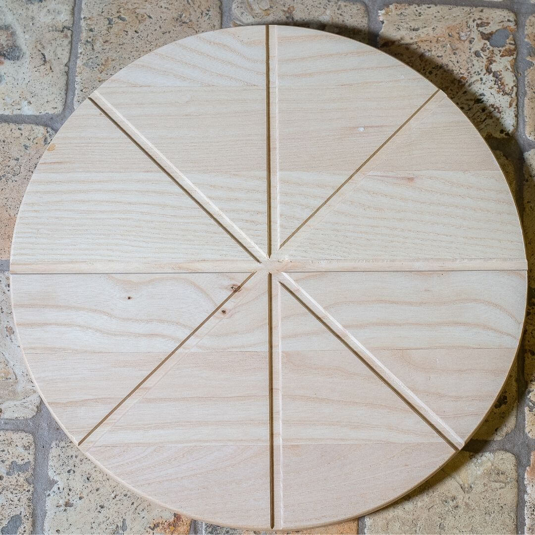 Tagliere in legno per pizza con manico diametro 45 cm